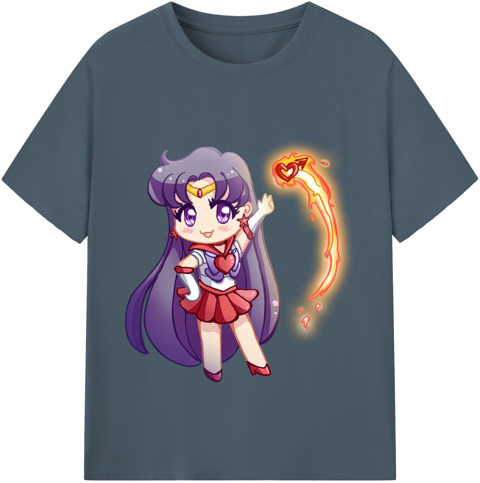 （画像用） 美少女戦士セーラームーン 火野レイ ひの レイ Sailor Moon Hino Rei （セーラーマーズ,Sailor Mars） 綿100％半袖Tシャツ（フロントプリント）